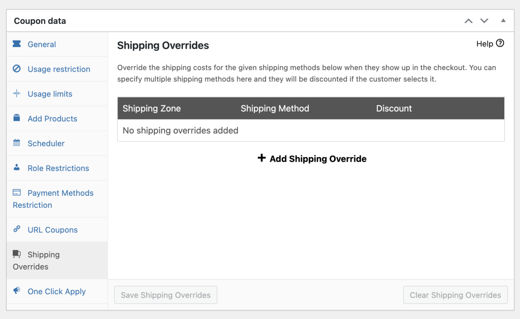 Advanced Coupons shipping overrides option